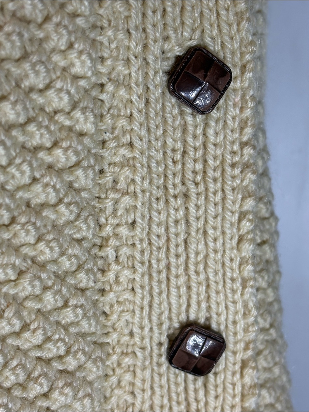 Vintage Wool Fisherman Cable Knit Cardigan Sweater XL Cream - Picture 10 of 10